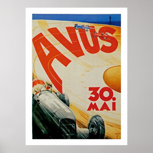 Avus Vintage Auto Race Advertisement Poster (Front)