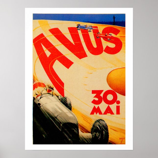 AVUS ~ Vintage Race Car Track Berlin Germany Poster (Front)