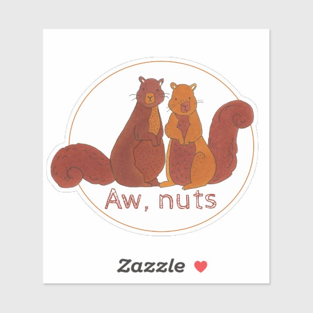 Aw Nuts Cute Squirrels Sticker (Sheet)