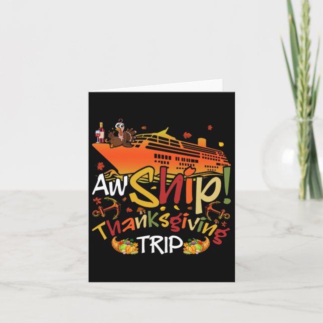 Aw Ship Thanksgiving Trip Cruise Matching Family V Card (Front)