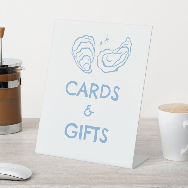 Aw Shucks Oyster Party Cards and Gifts Pedestal Sign (In SItu)
