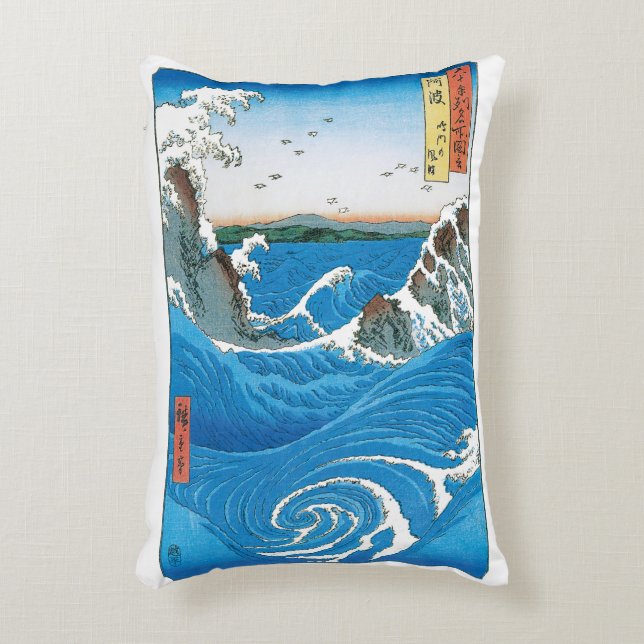 Awa Province, Naruto Whirlpools by Ando Hiroshige Accent Pillow (Front(Vertical))
