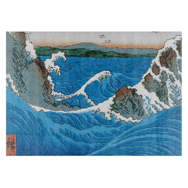 Awa Province, Naruto Whirlpools by Ando Hiroshige Cutting Board (Front)