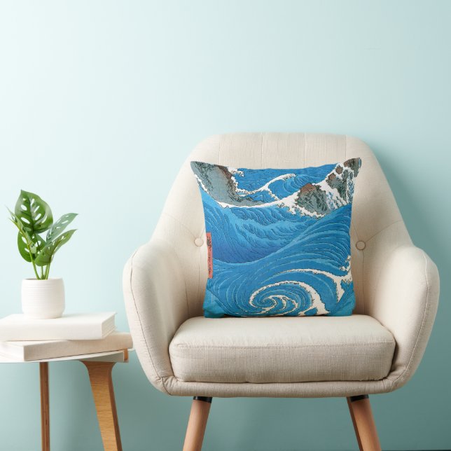Awa Province, Naruto Whirlpools by Ando Hiroshige Throw Pillow (Chair)