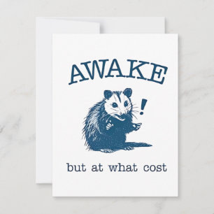 Awake But at What Coast Opposum Possum Retro Note Card