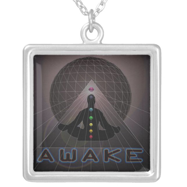 AWAKE LOGO2 SILVER PLATED NECKLACE (Front)