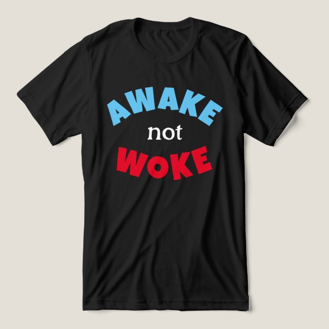 Awake Not Woke Free Speech Red Blue Tri-Blend Shirt (Design Front)