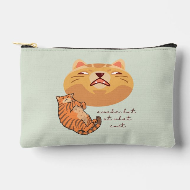 Awake Orange Cat Accessory Pouch (Front)