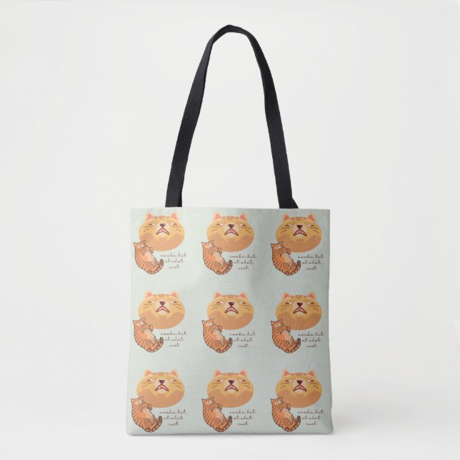 Awake Orange Cat Tote Bag (Front)