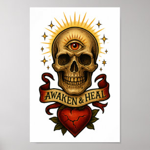 Awaken & Heal – Third Eye Skull Poster or Download