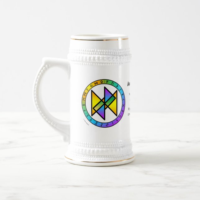 Awaken to Joy! Bindrune Mead Stein (Left)