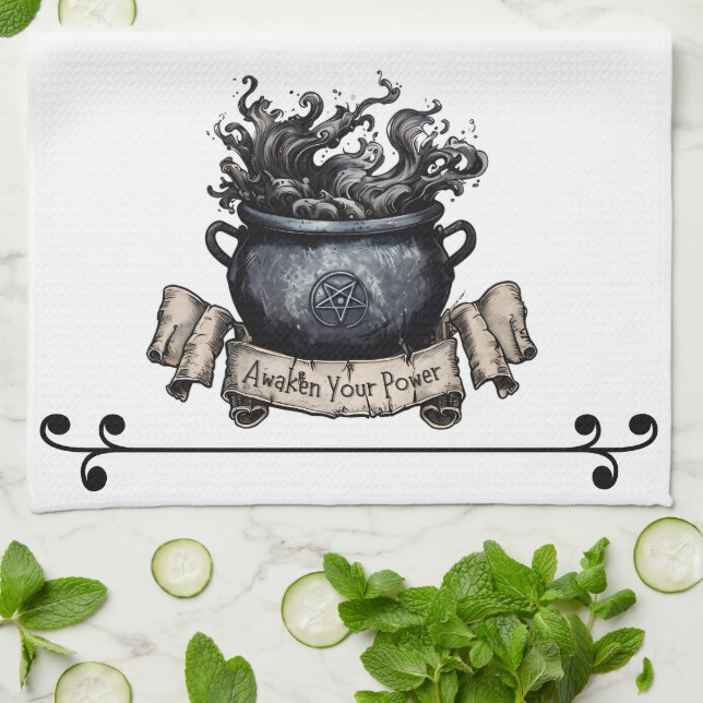 Awaken Your Power Cauldron Kitchen Towel (Folded)