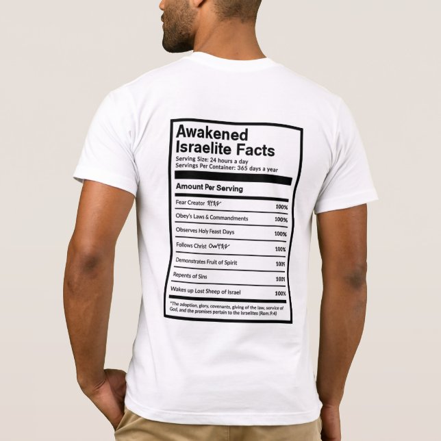 Awakened Israelite Facts (Black) T-Shirt (Back)