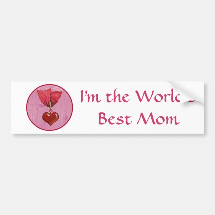 Award Best Mom Red Ribbon & Heart Bumper Sticker Zazzle