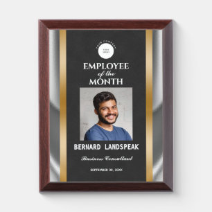 Award Black & Gold Suede Leather & Logo Plaque
