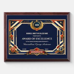 Award Excellence editable red white blue year end Plaque
