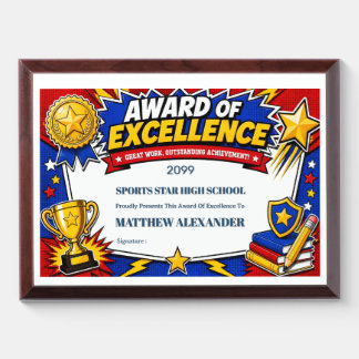Award Excellence High School Year End Award Plaque