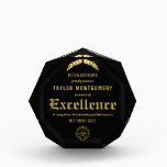 Award of Excellence Acrylic Block<br><div class="desc">A small custom acrylic block award of excellence features your details and company logo in chic gold lettering on any color background, we show black. Perfect for business and corporate service, achievement, excellence awards or anything. Dimensions: 5.5" high x 5" long x 1" wide - Available in 3 different sizes....</div>