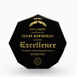 Award of Excellence Award with Business Logo<br><div class="desc">A medium size custom acrylic block award of excellence features your details and company logo in chic gold lettering on any color background, we show black. Perfect for business and corporate service, achievement, excellence awards or anything. Dimensions: 6.5" high x 6" long x 1" wide - Available in 3 different...</div>