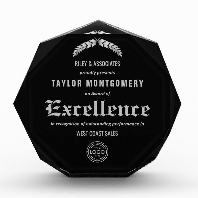 Award of Excellence Award with Business Logo (Front)