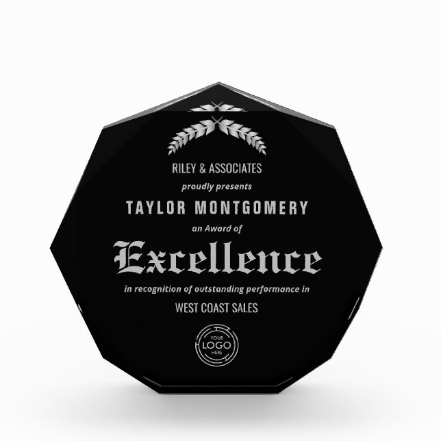 Award of Excellence Award with Business Logo (Front)