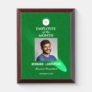 Award on Green Leather Comet Streaks Custom Photo Plaque