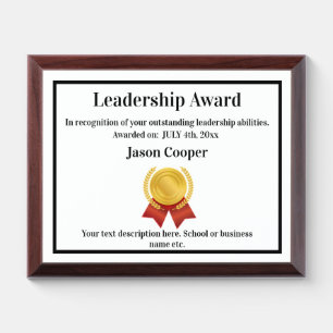Award Plaque 8 x 10 Template Leadership Award