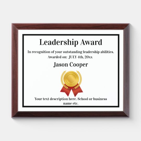 Award Plaque 8 x 10 Template Leadership Award