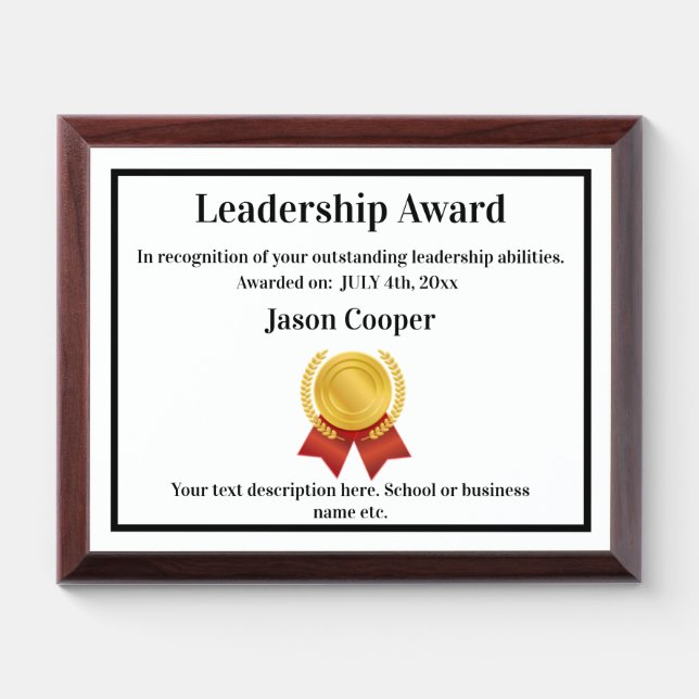 Award Plaque 8 x 10 Template Leadership Award (Horizontal)