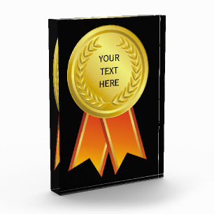 AWARD RIBBON gold I + your backgr. & text