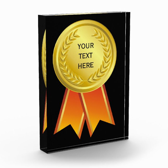 AWARD RIBBON gold I + your backgr. & text (Left)