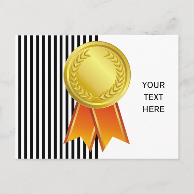AWARD RIBBON gold I + your backgr. & text Postcard (Front)