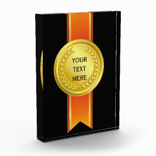 AWARD RIBBON gold II + your backgr. & text