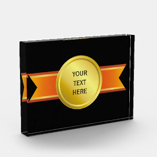 AWARD RIBBON gold III + your backgr. & text