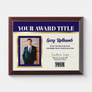 Award template employee volunteer photo display plaque