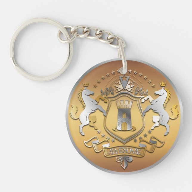 Award Winner Gold Silver Award Personalized NAME Keychain (Front)