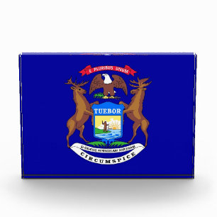 Award with flag of Michigan, U.S.A.