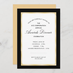 Awards Dinner Celebration Black and Gold Invitation