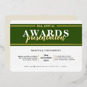 AWARDS DINNER modern event simple dark green gold Foil Invitation