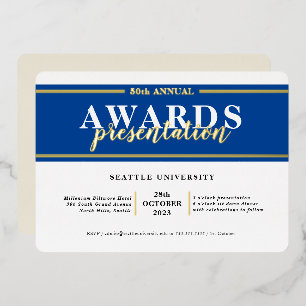 AWARDS DINNER modern event simple royal blue gold Foil Invitation