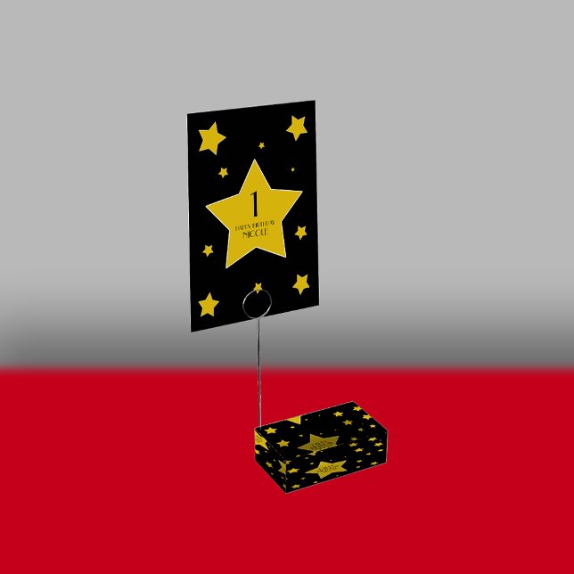 Awards Night Hollywood Black And Gold Stars Place Card Holder (Creator Uploaded)