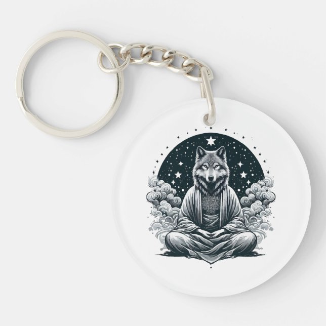 Aware Wolf Keychain (Front)