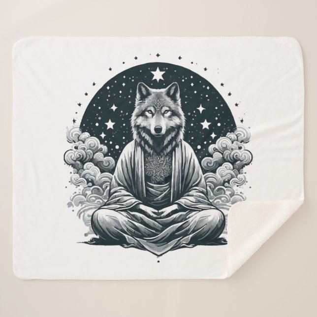 Aware Wolf Sherpa Blanket (Front (Horizontal))