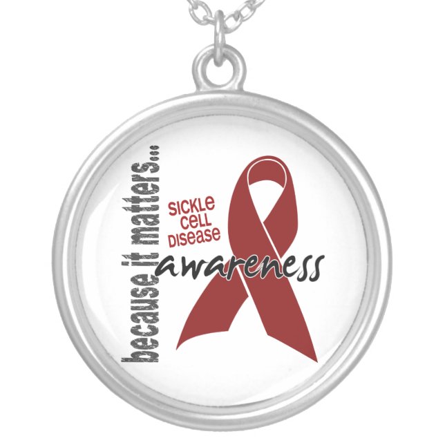 Awareness 1 Sickle Cell Disease Silver Plated Necklace (Front)