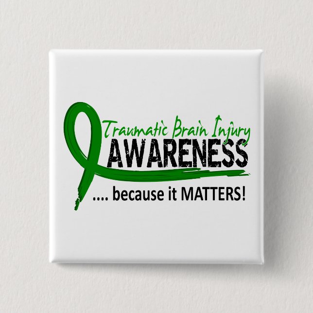 Awareness 2 Traumatic Brain Injury TBI Pinback Button (Front)
