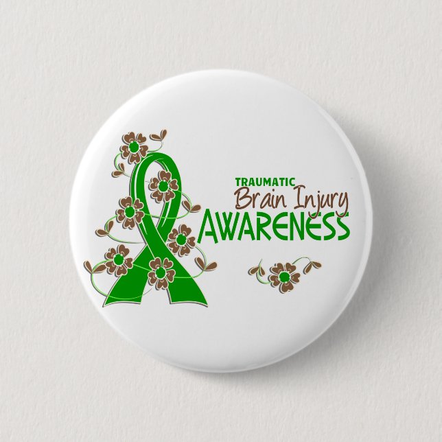 Awareness 6 Traumatic Brain Injury Pinback Button (Front)