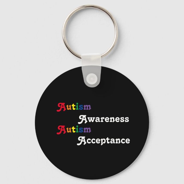 Awareness Acceptance rainbow Keychain (Front)