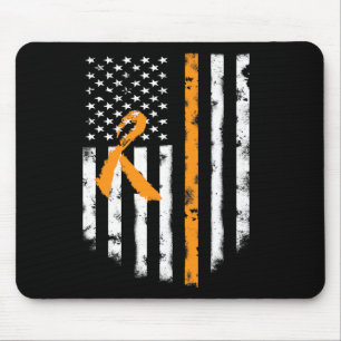 Awareness American Flag Orange Ribbon Tee  Mouse Pad