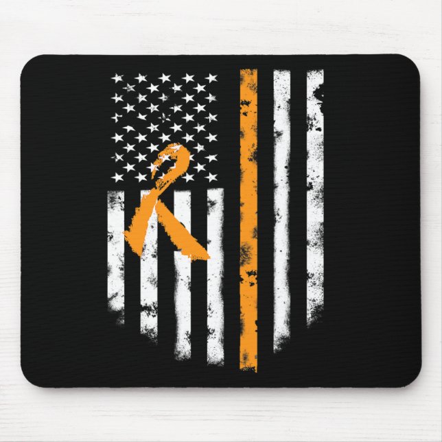 Awareness American Flag Orange Ribbon Tee  Mouse Pad (Front)