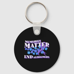 Awareness And Gifts Purple Ribbon And Forget Me No Keychain